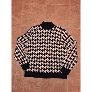 Ralph Lauren hand knit lambswool houndstooth jacquard knit Sweater W Petite L